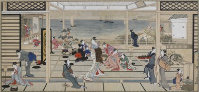 Festa al chiaro di luna a Dozo Sagami, periodo Edo, fine XVIII-inizio XIX secolo da Kitagawa Utamaro